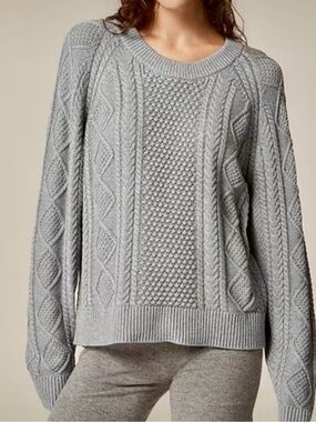 J Crew Oversized Cable Knit Crewneck Sweater